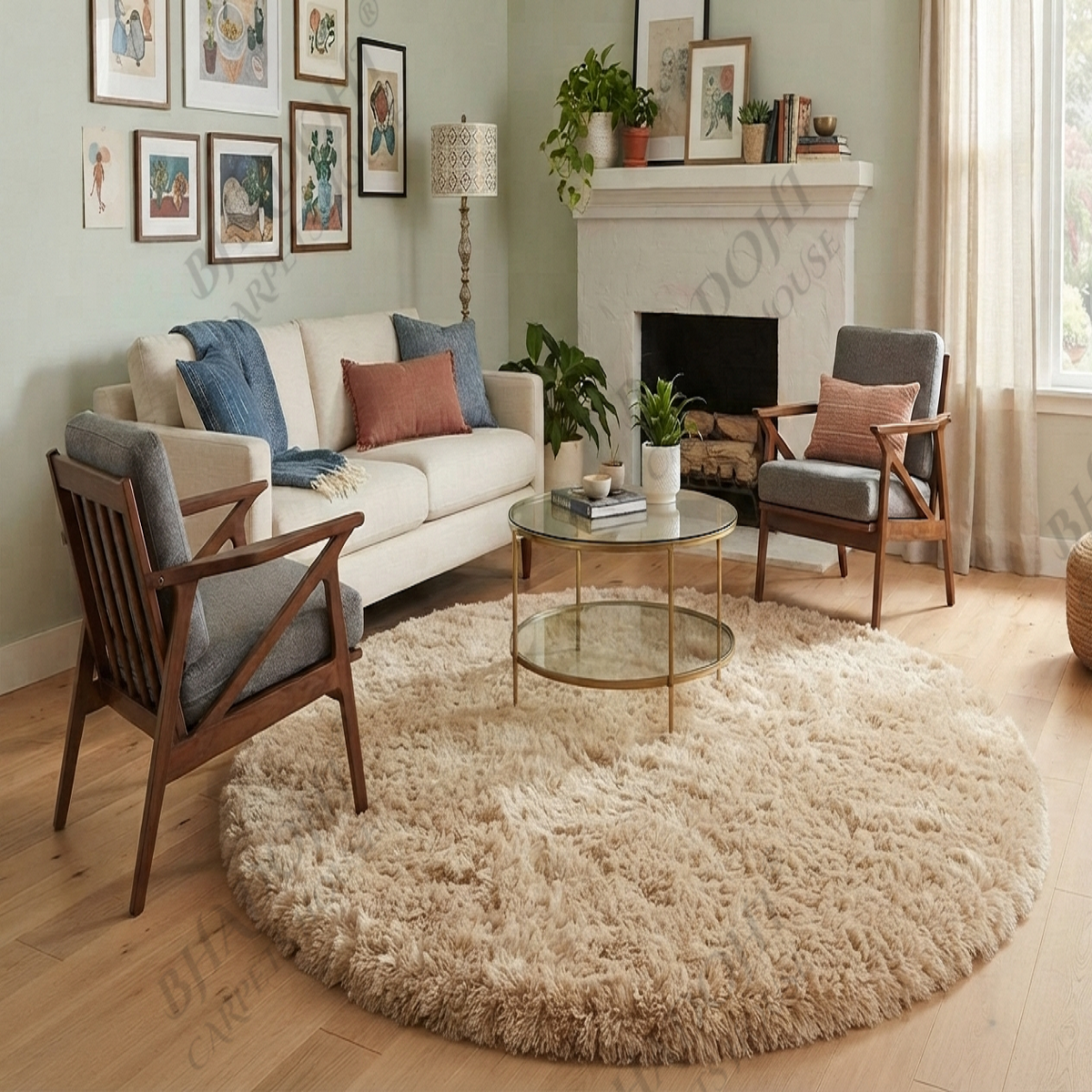 Tuscan Soft & Fluffy Cloud Fur Round Carpet & Rug