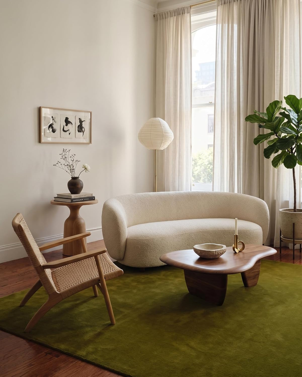 Milano Green Color Wool Hand-tufted Solid Carpet & Rug