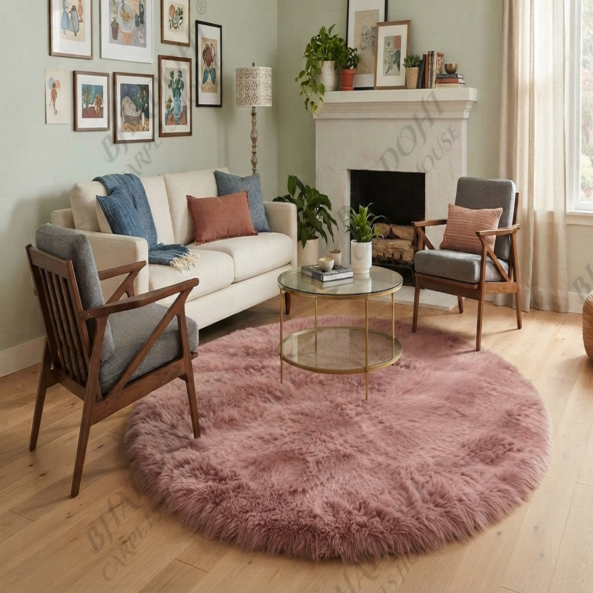Mink Soft & Fluffy Cloud Fur Round Carpet & Rug