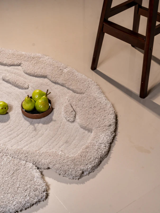 Beige Color High-Low Hand-Tufted Wool Rug