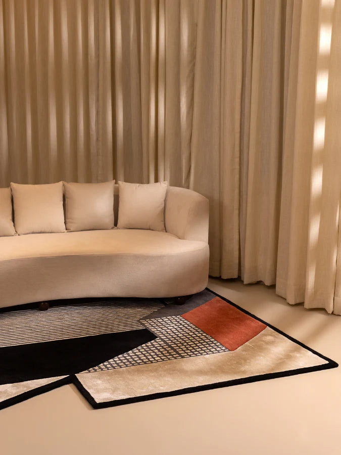 Multi Color Irregular Wool & Viscose Silk Hand-Tufted Rug