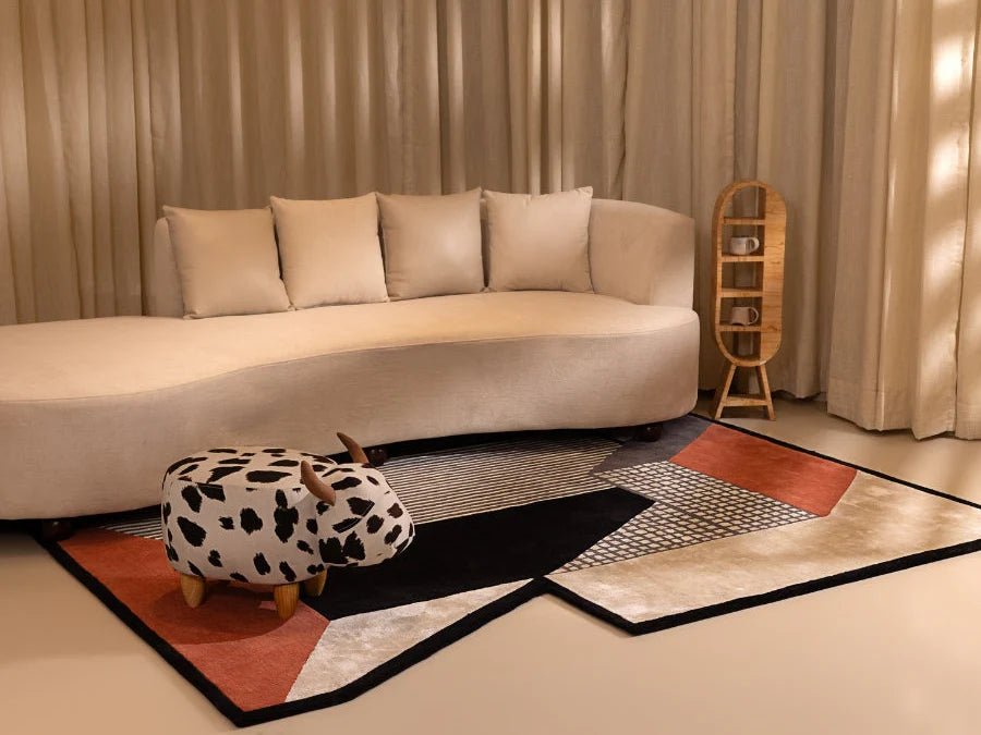 Multi Color Irregular Wool & Viscose Silk Hand-Tufted Rug