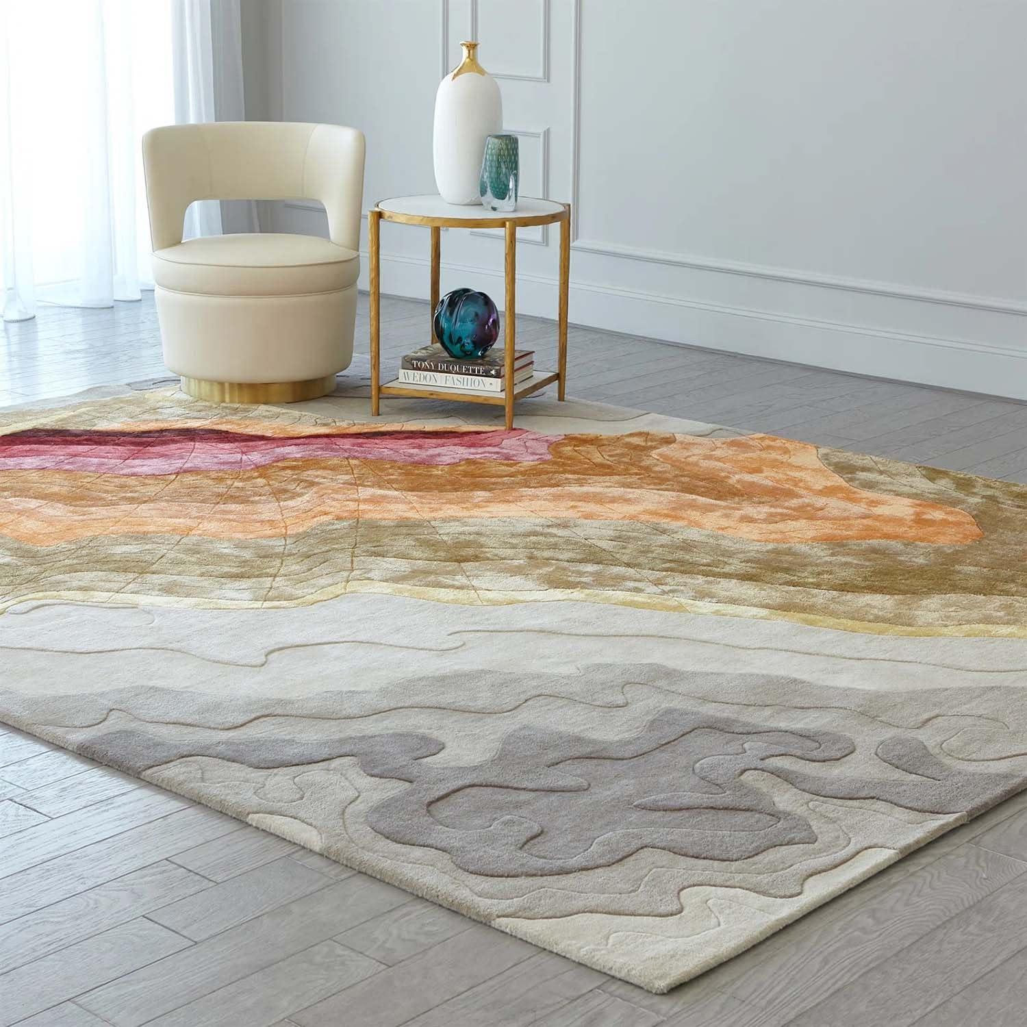 Multicolor Viscose Silk & Wool Carpet & Rug