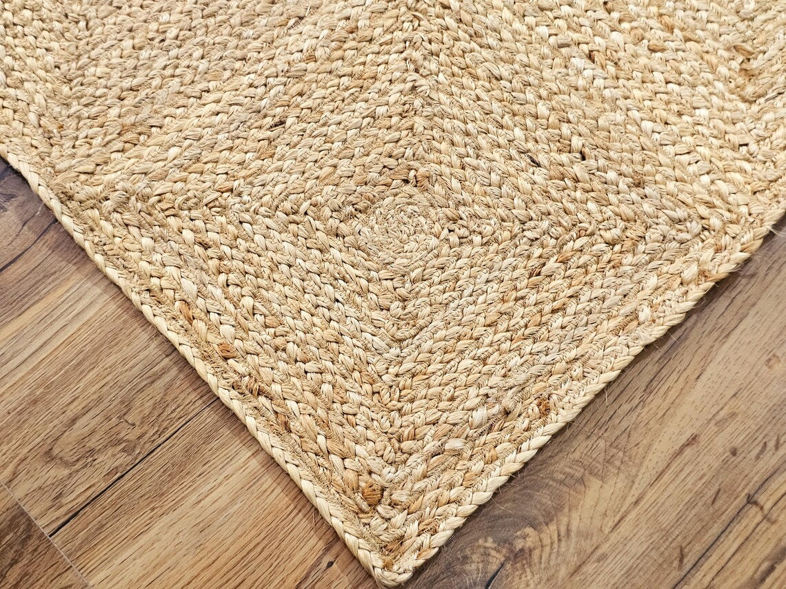 Natural Beige Box Handmade Braided Jute Carpet