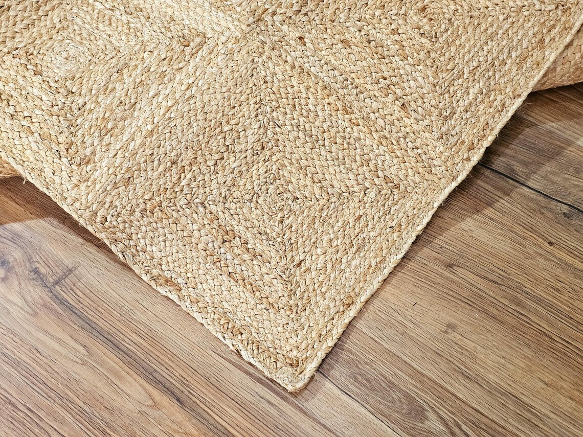 Natural Beige Box Handmade Braided Jute Carpet