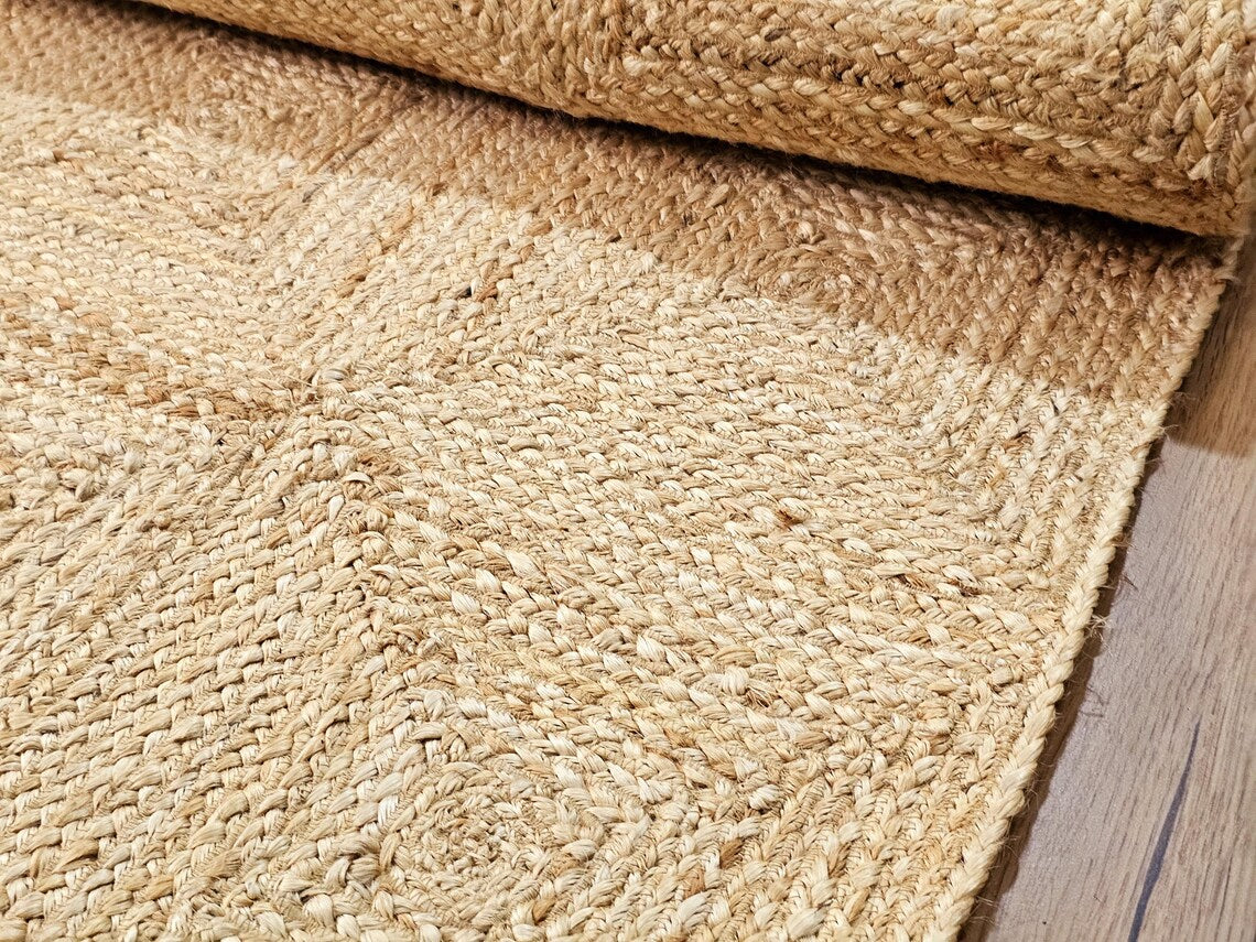 Natural Beige Box Handmade Braided Jute Carpet