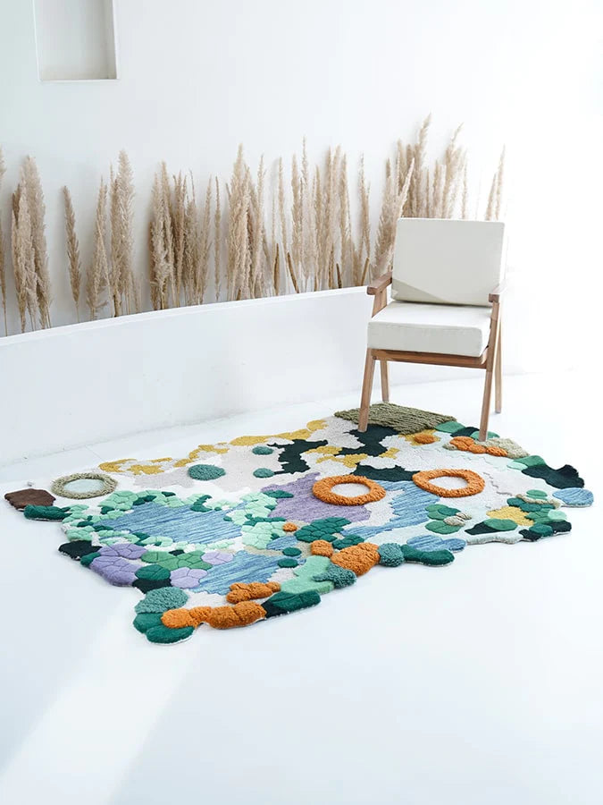 Multicolor High-Low Hand-Tufted Wool Rug