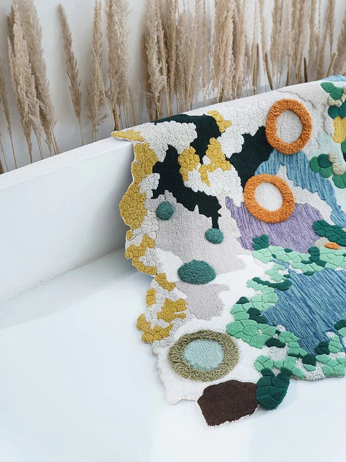 Multicolor High-Low Hand-Tufted Wool Rug