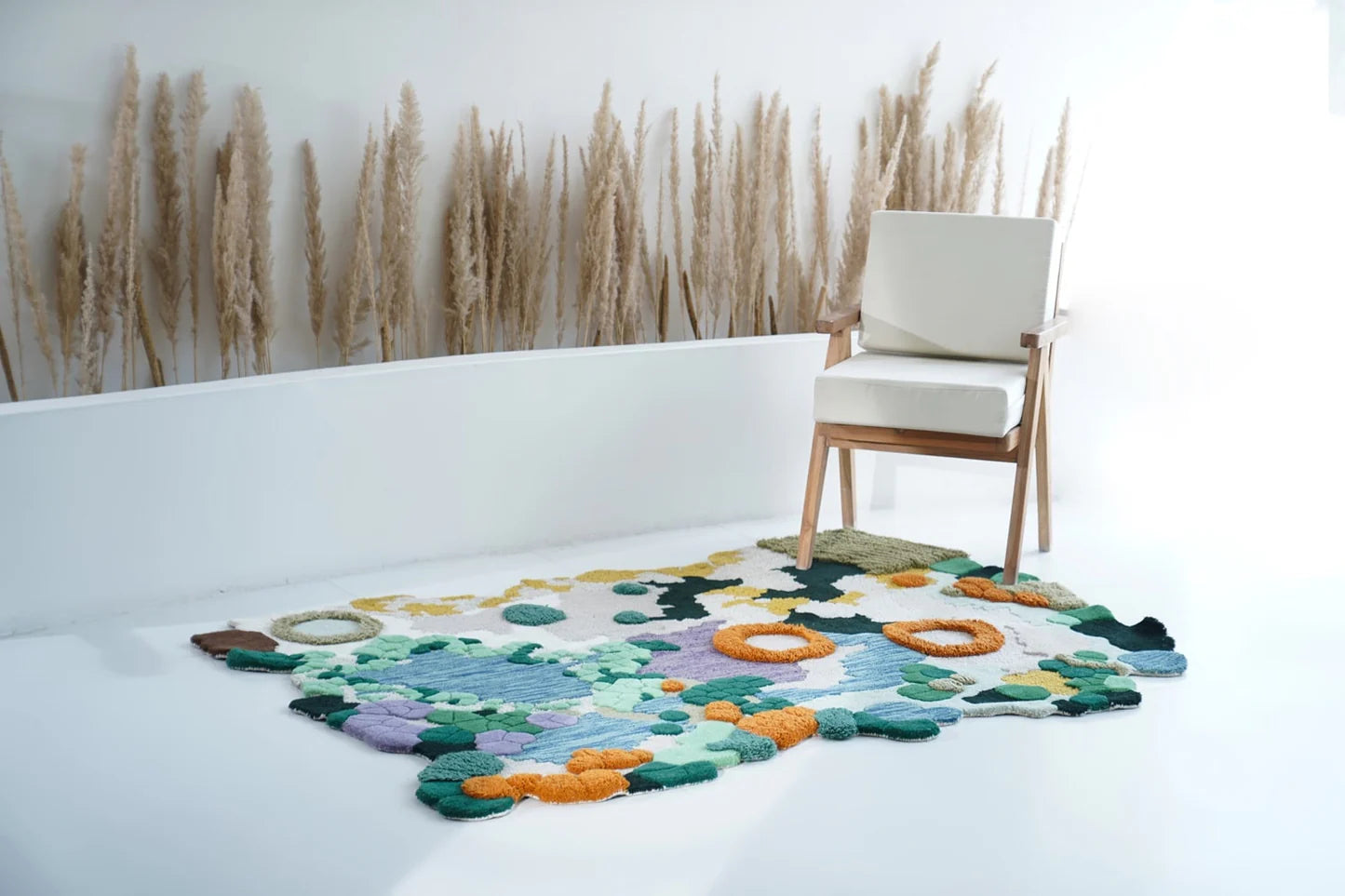 Multicolor High-Low Hand-Tufted Wool Rug