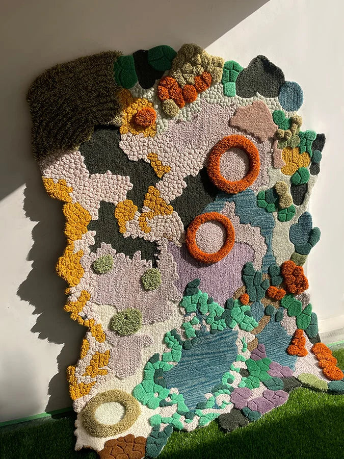 Multicolor High-Low Hand-Tufted Wool Rug