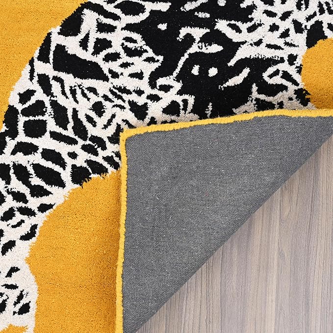 Ochre Handmade Climbing Jaguar Wool Area Rug