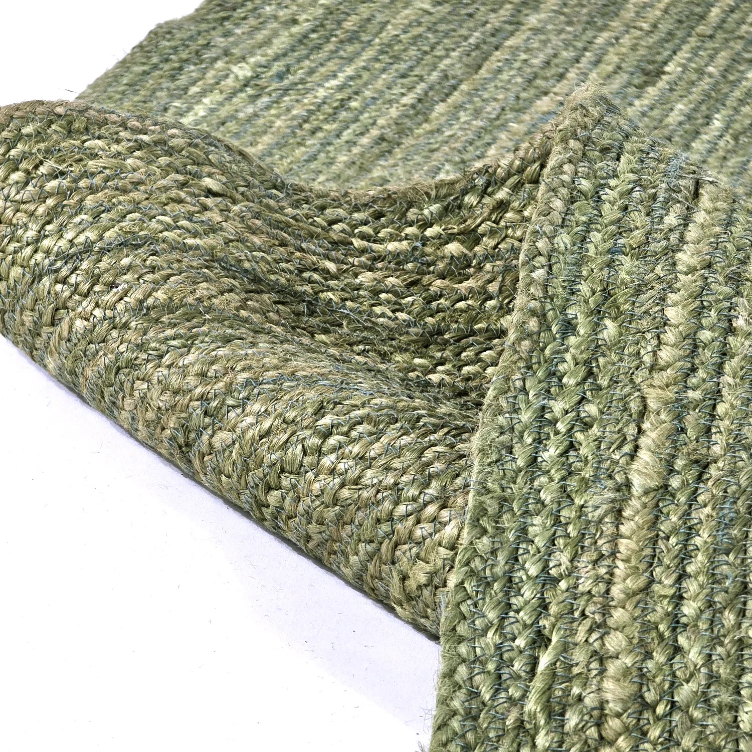 Olive Green Color Handmade Braided Jute Carpet