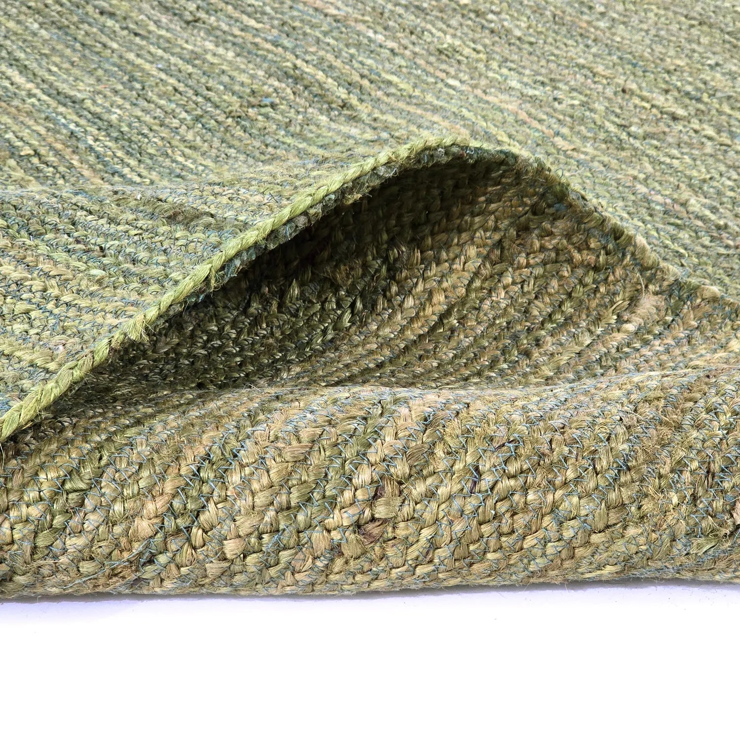 Olive Green Color Handmade Braided Jute Carpet