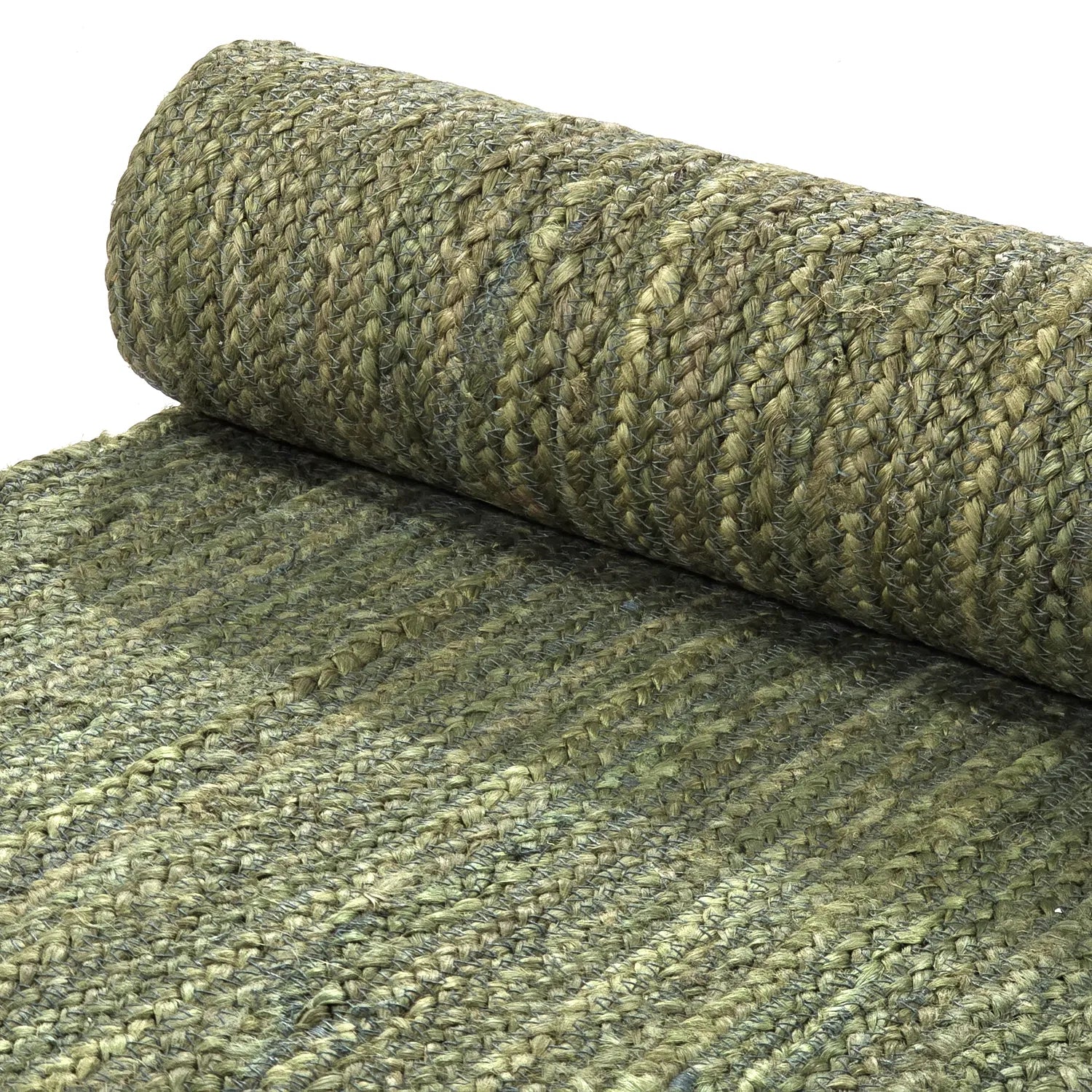 Olive Green Color Handmade Braided Jute Carpet