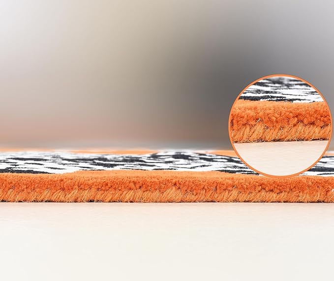 Orange Modern Handmade Climbing Jaguar Wool Area Rug