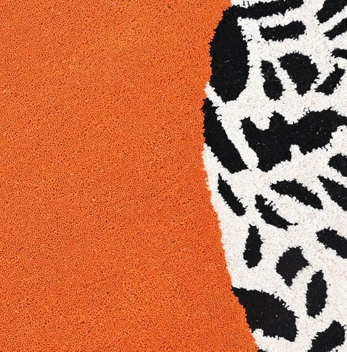 Orange Modern Handmade Climbing Jaguar Wool Area Rug