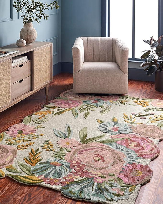 Organic Multicolor Foliage Irregular Rug