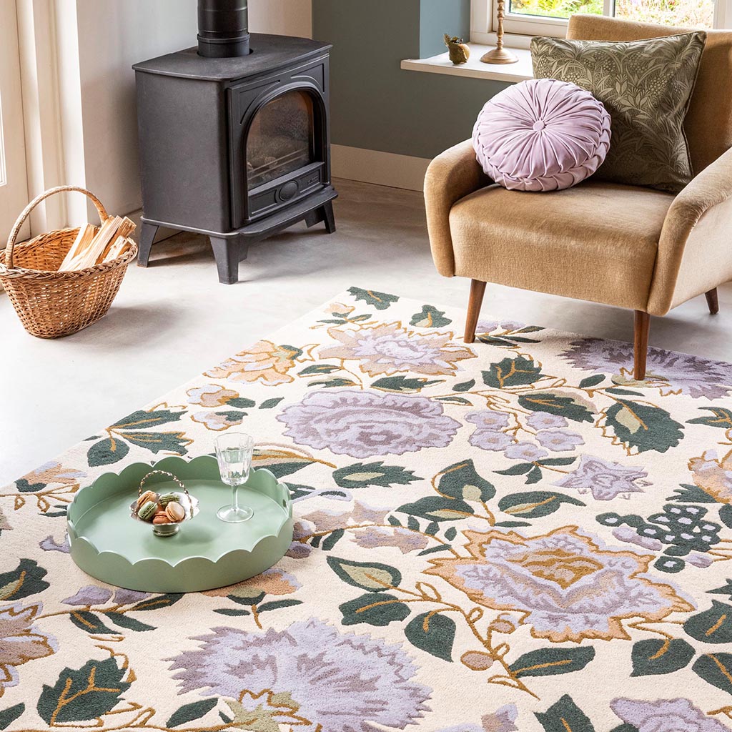Oriental Bloom Foliage Hand-Tufted Rug