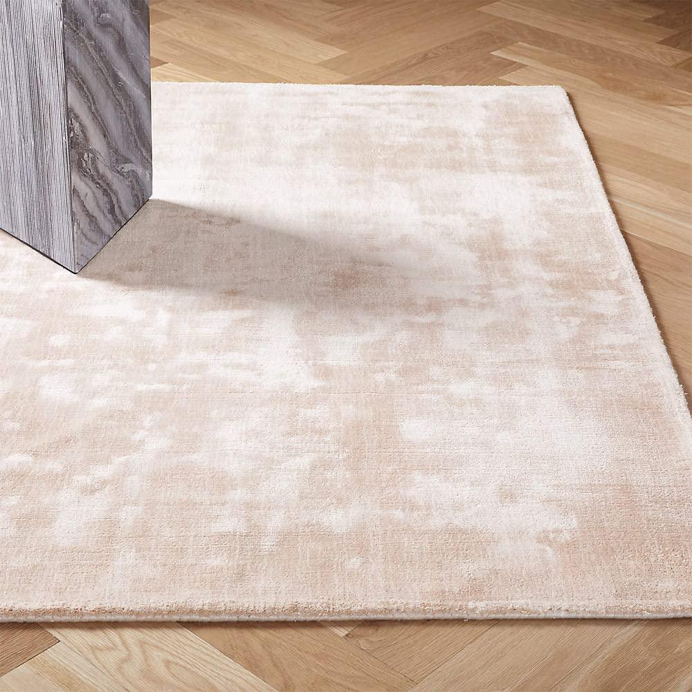 Peach Feather Shine Viscose Silk Hand-Tufted Rug
