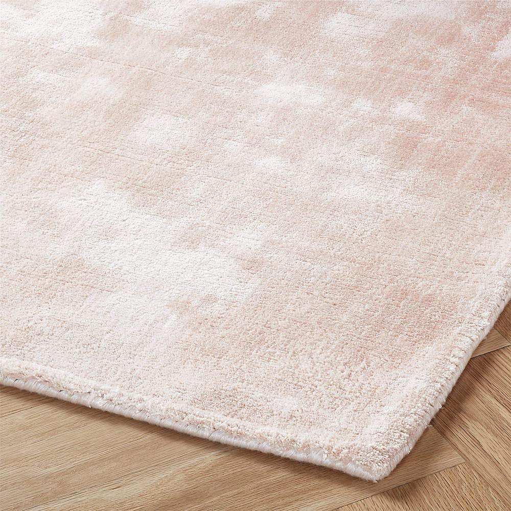 Peach Feather Shine Viscose Silk Hand-Tufted Rug