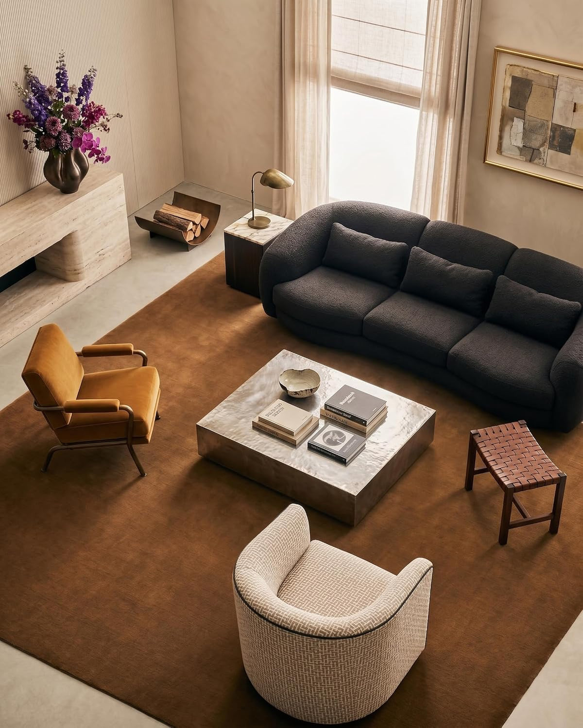 Pecan Color Wool Hand-tufted Solid Carpet & Rug