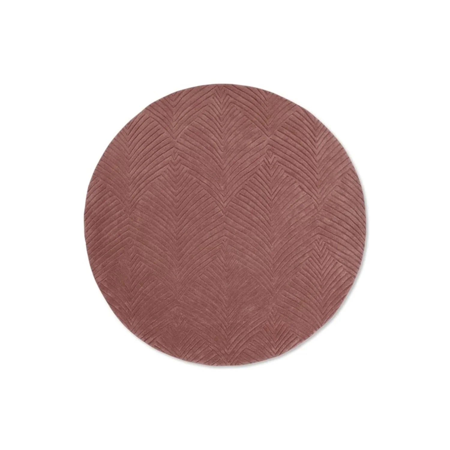 Round wool carpet in mauve with leaf pattern, Bhadohi Carpets House premium rug