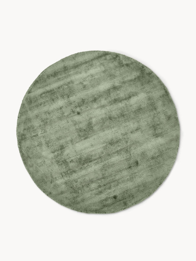 Pista Green Viscose Silk Round Area Rug