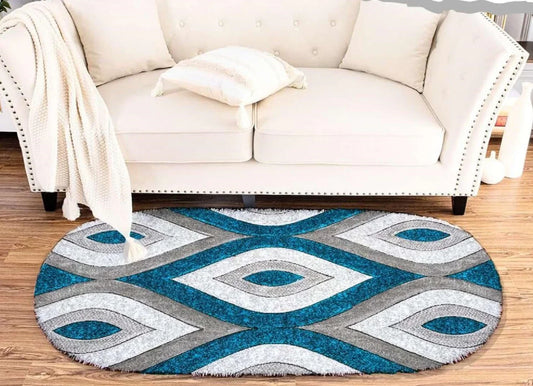 Plush Wave Oval Shaggy Carpet and Rug