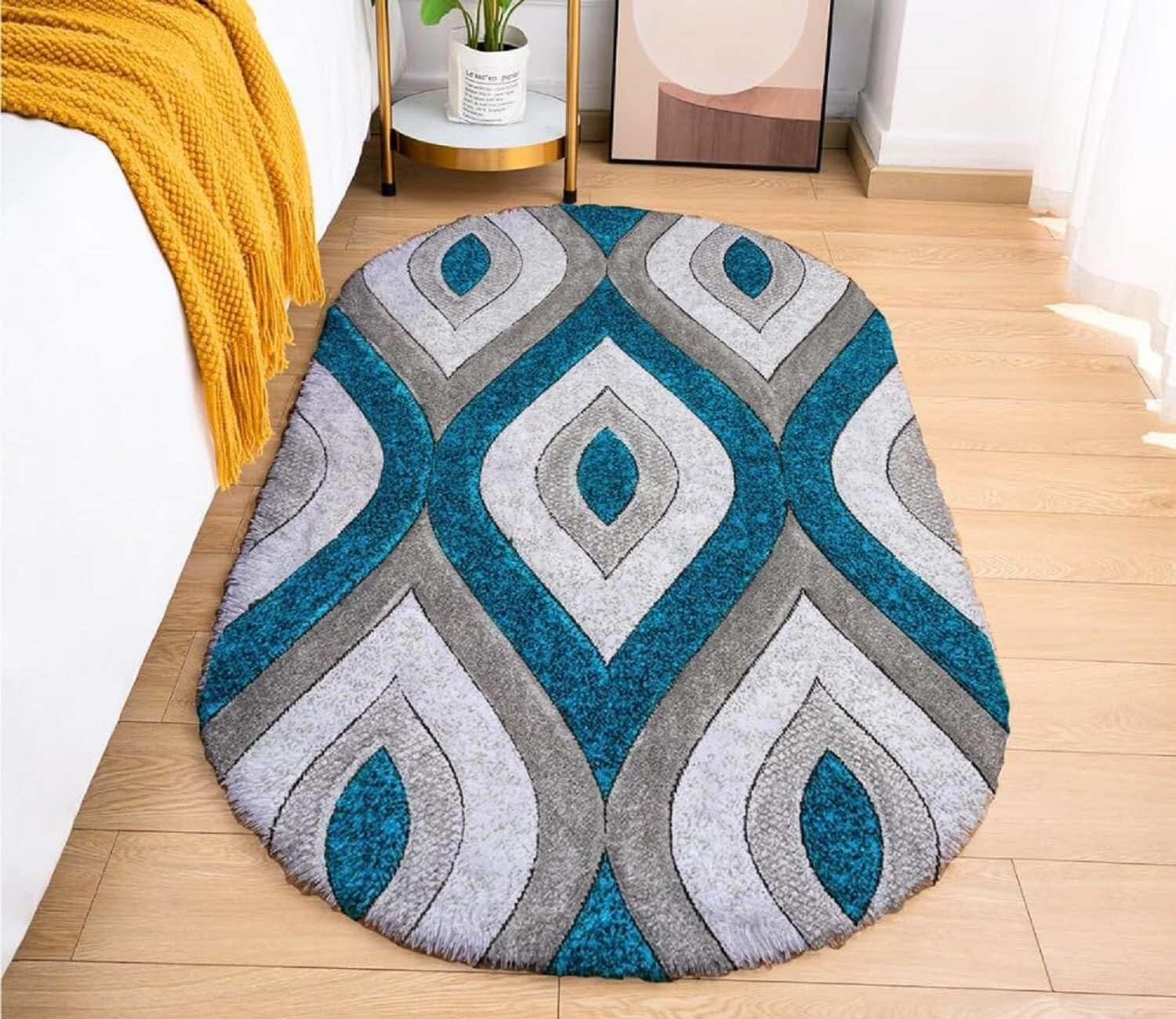 Plush Wave Oval Shaggy Carpet and Rug