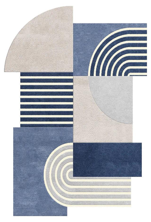 PremiumCraft Ivory Blue Irregular Rug