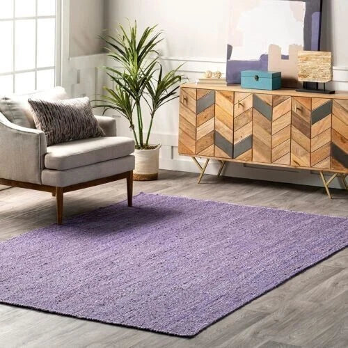 Purple Color Handmade Braided Jute Carpet