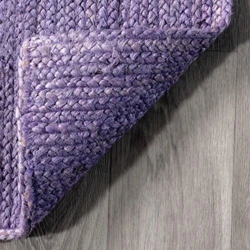 Purple Color Handmade Braided Jute Carpet