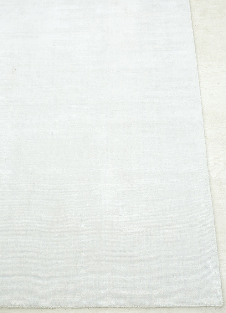 Snow White Viscose Silk Hand-Tufted Rug