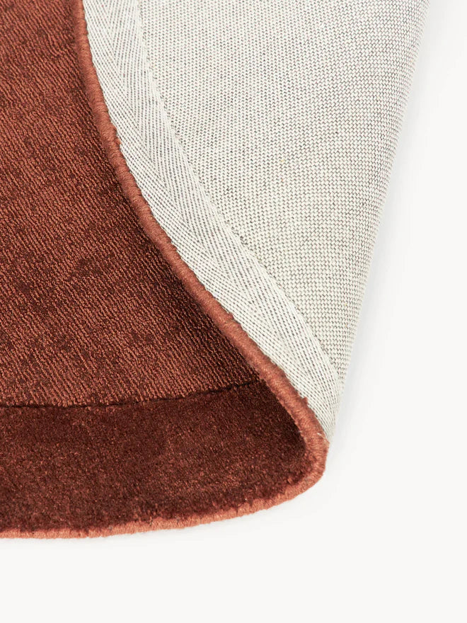 Rust Frame Viscose Silk Round Area Rug