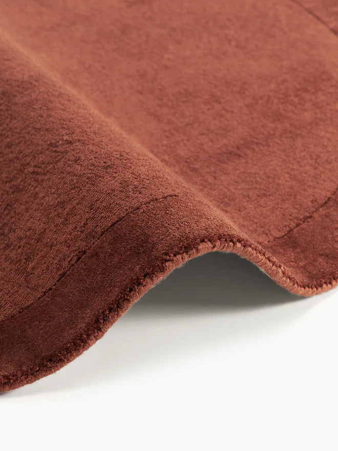 Rust Frame Viscose Silk Round Area Rug