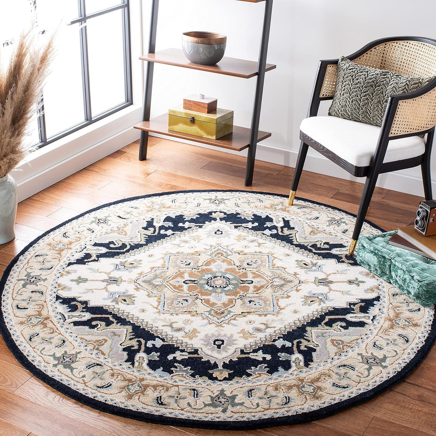 Safavid Persian Tufted Round Carpet & Rug