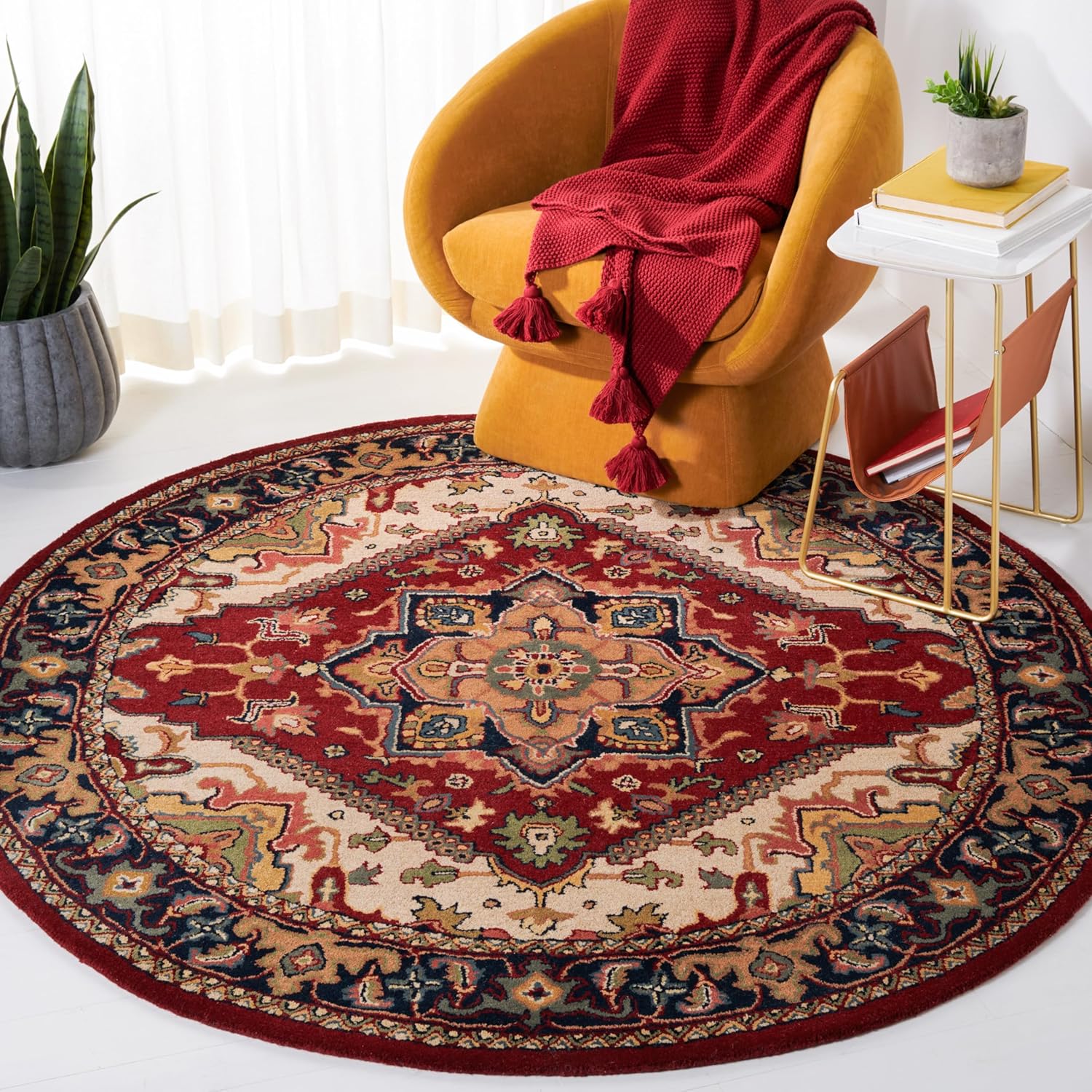 Sarouk Persian Tufted Round Carpet & Rug