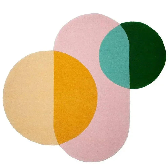 Modern multicolor abstract carpet rug with geometric shapes from Bhadohi Carpets House