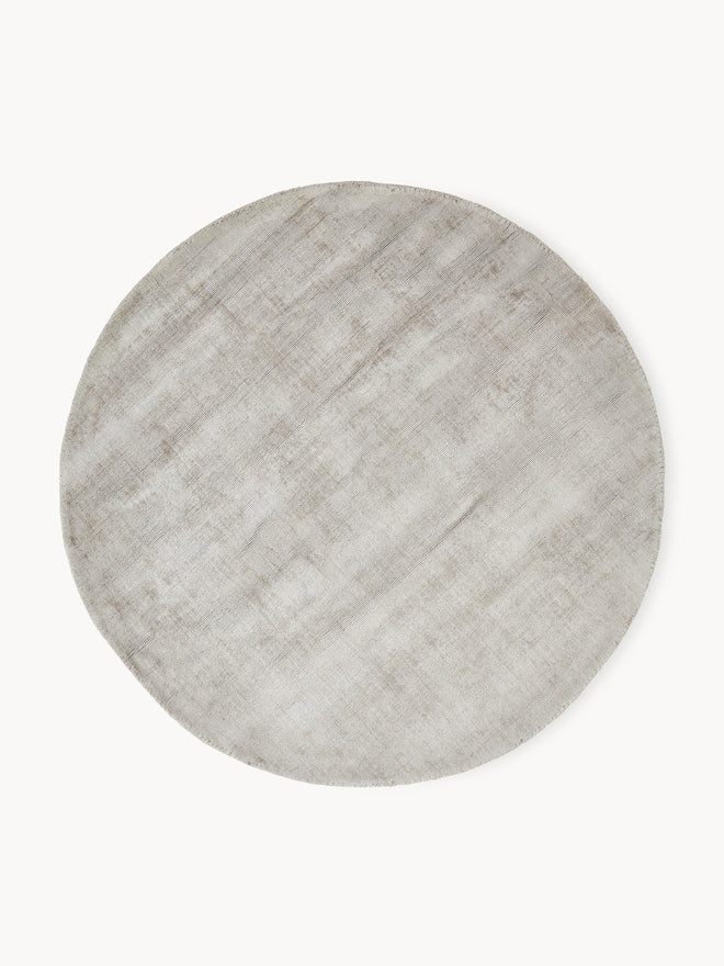Silver Viscose Silk Round Area Rug