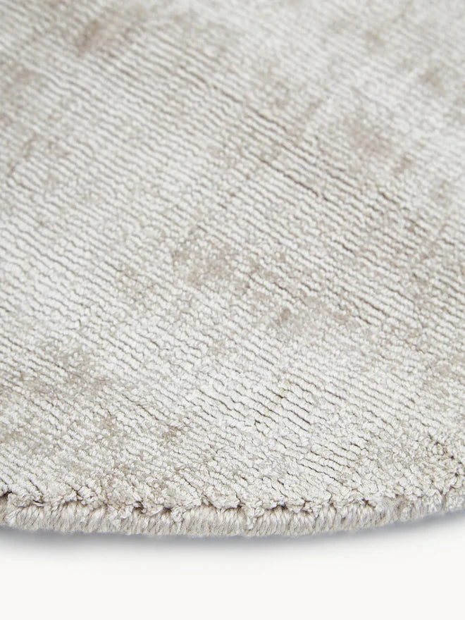 Silver Viscose Silk Round Area Rug