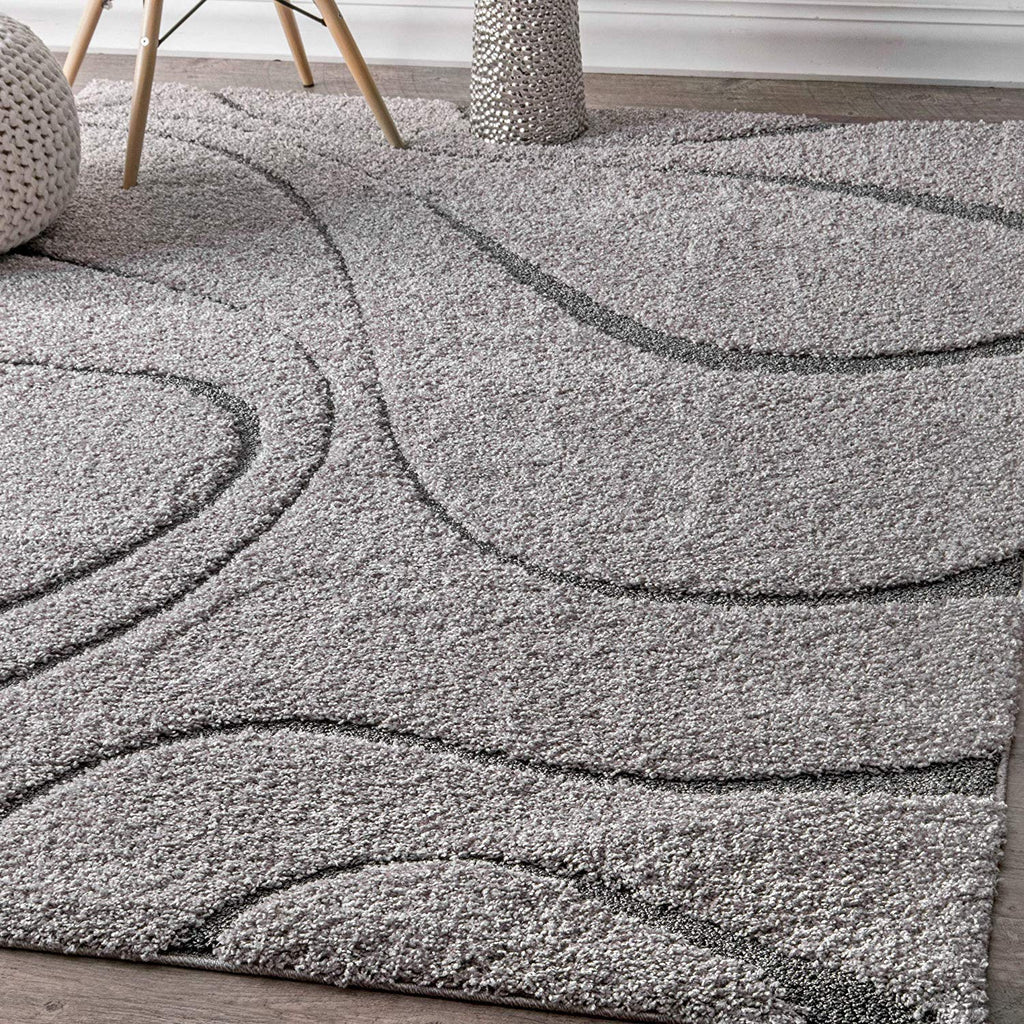 Grey Wave Shaggy Carpet | Soft & Fluffy Microfiber Area Rug
