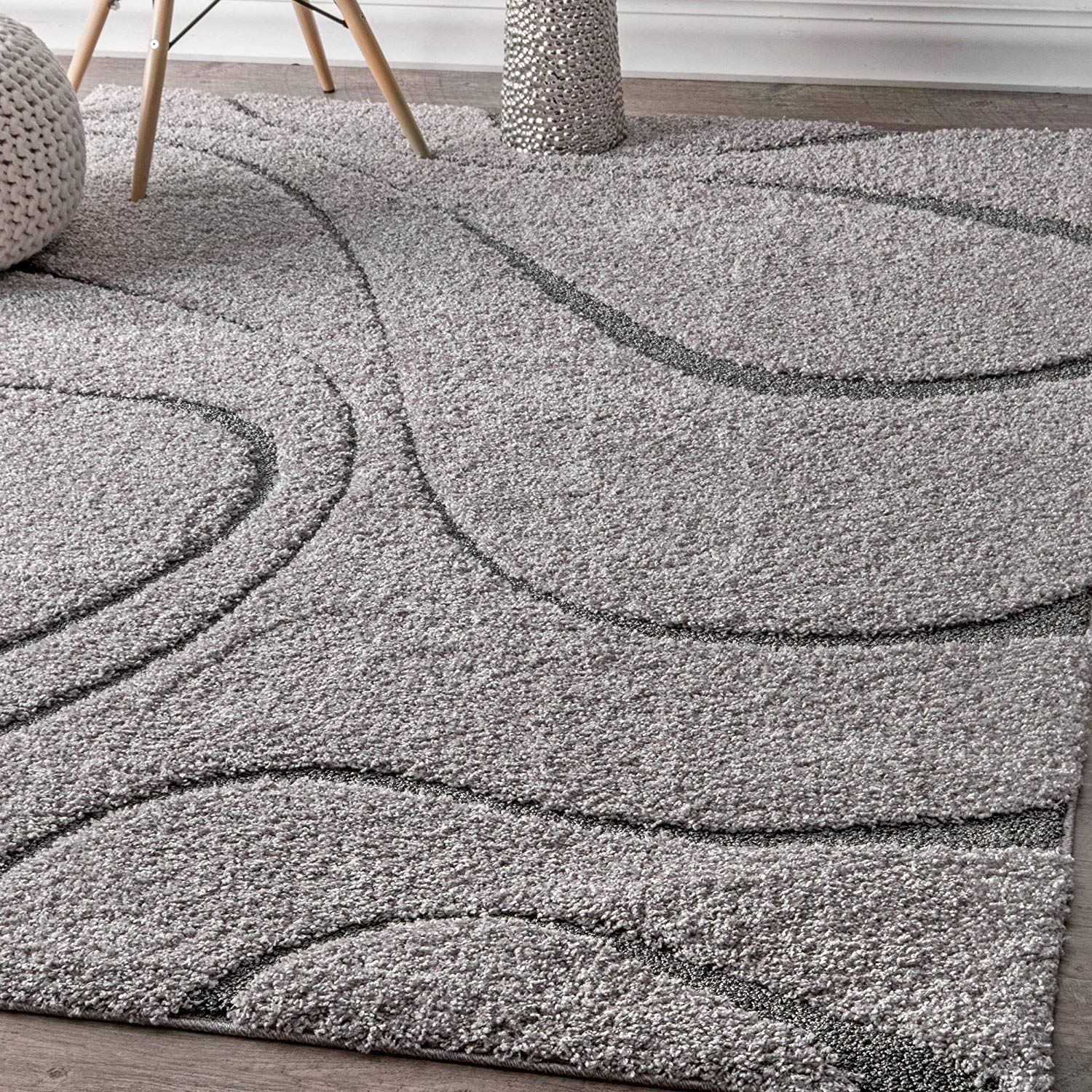 Grey Wave Shaggy Carpet | Soft & Fluffy Microfiber Area Rug
