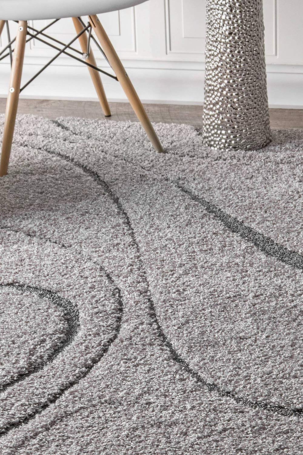 Grey Wave Shaggy Carpet | Soft & Fluffy Microfiber Area Rug