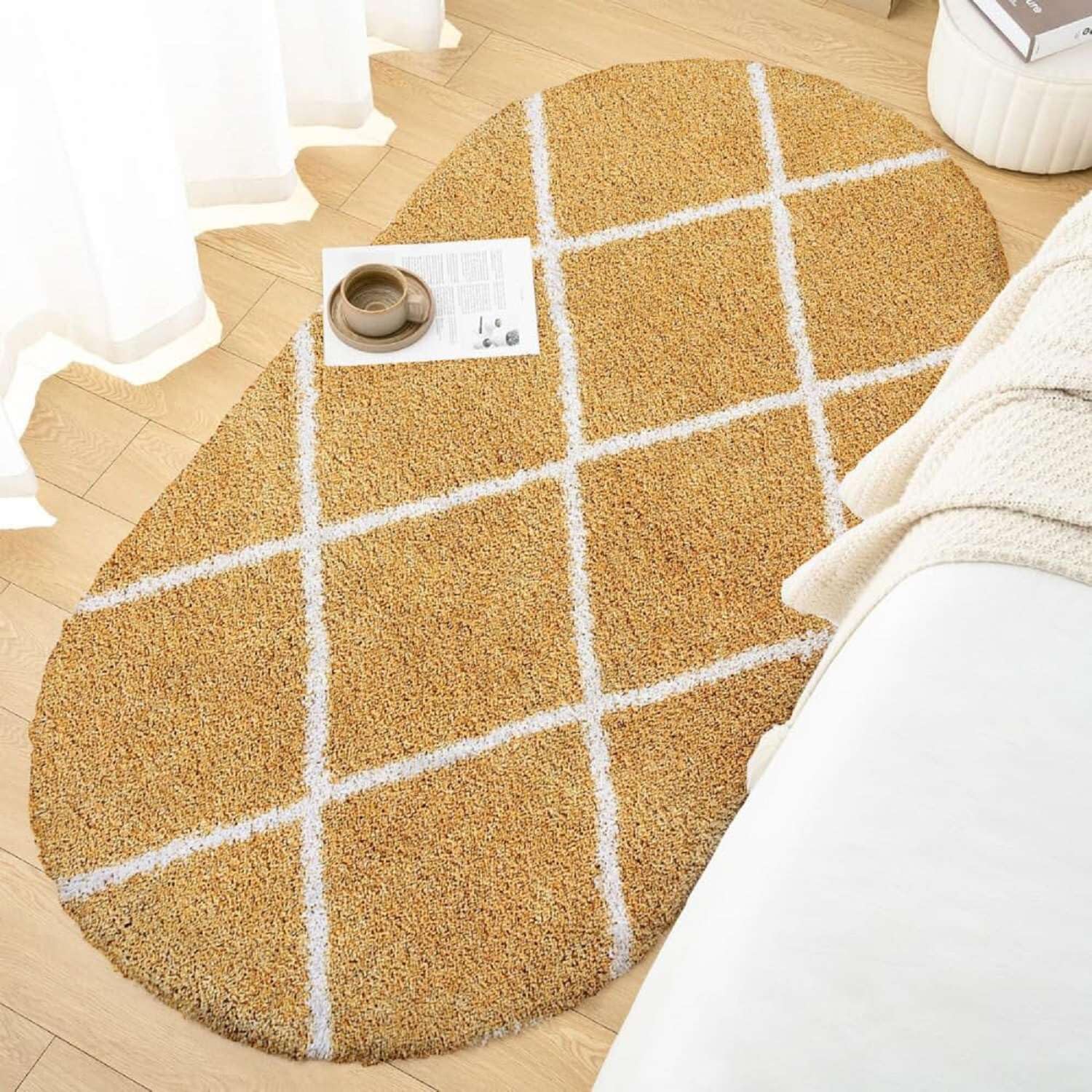 Soft Bloom Oval Shaggy Carpet and Rug