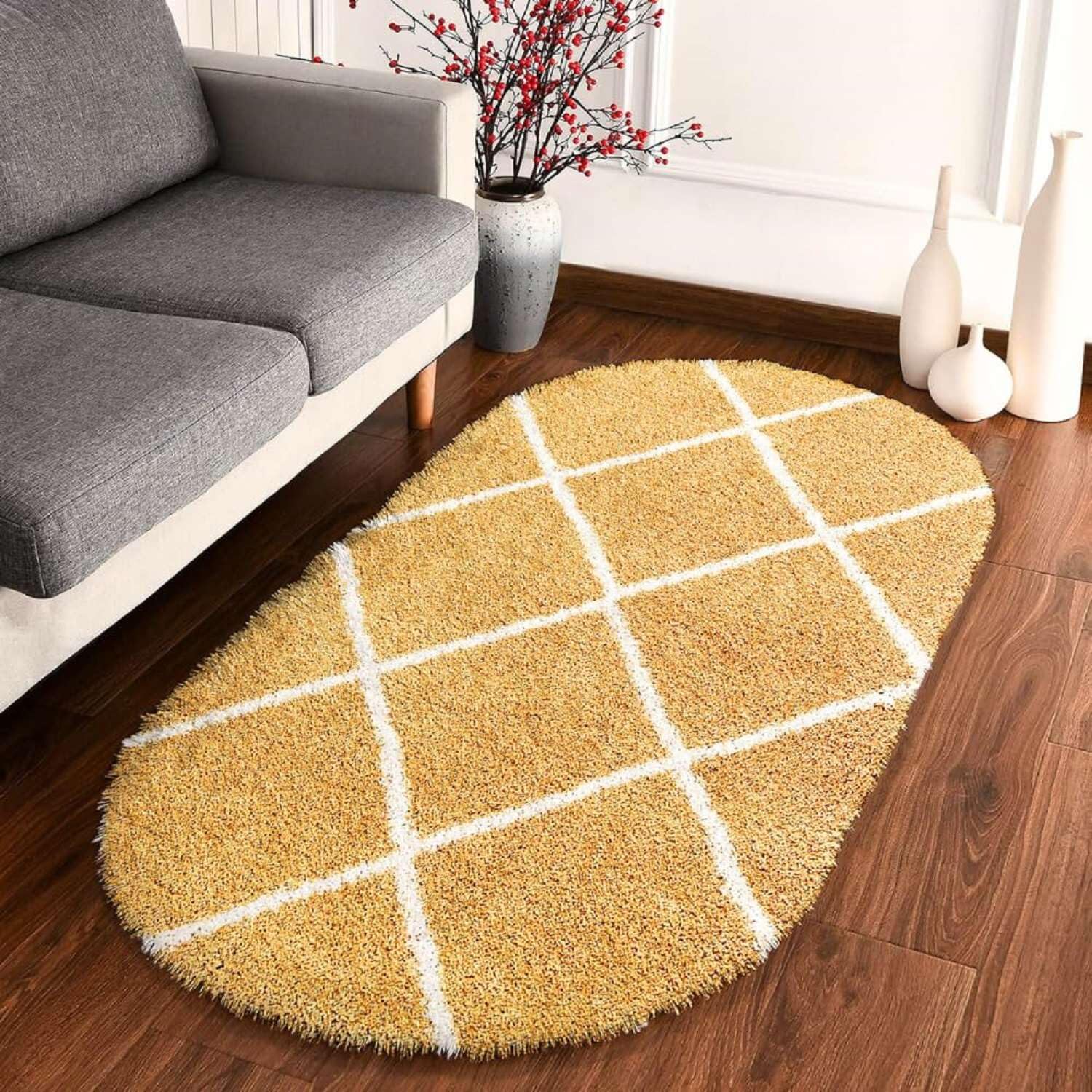 Soft Bloom Oval Shaggy Carpet and Rug