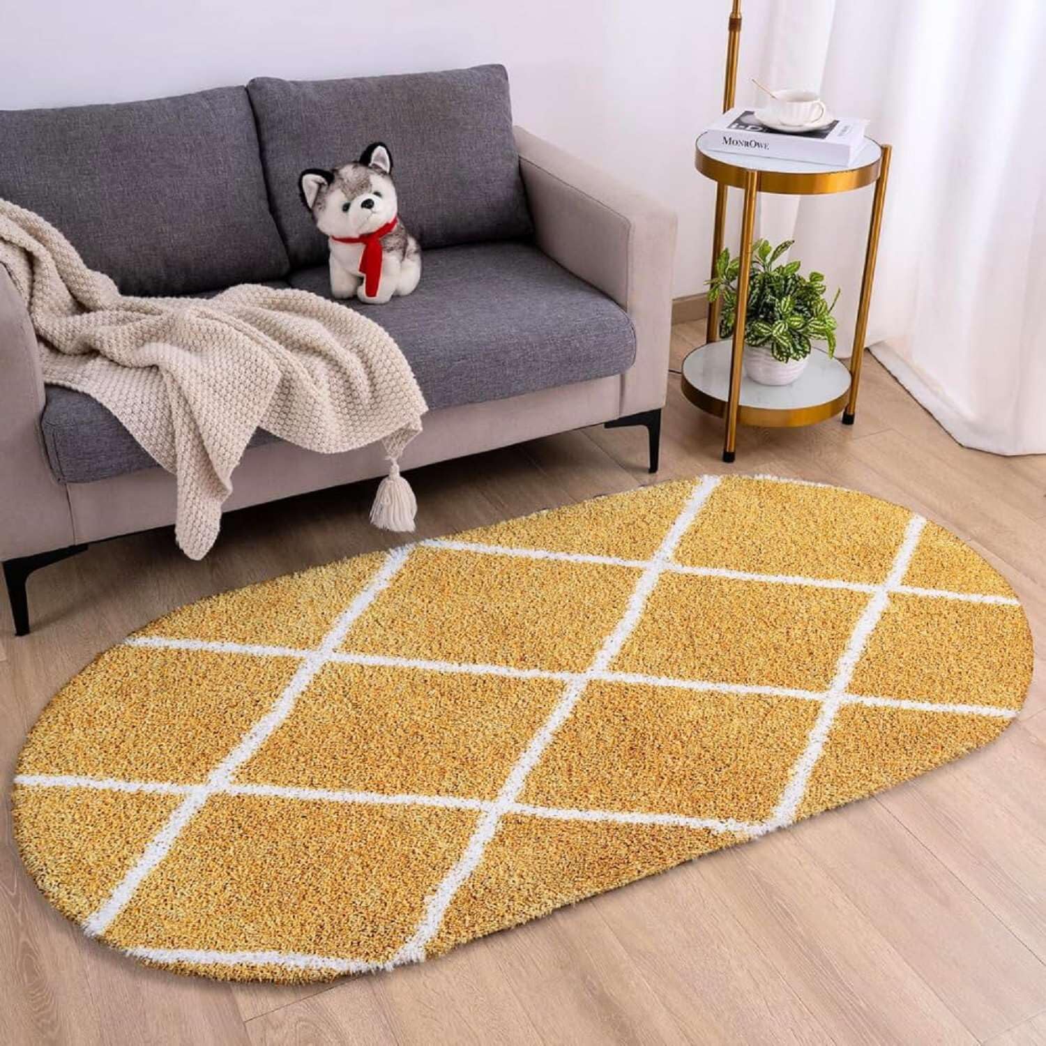 Soft Bloom Oval Shaggy Carpet and Rug