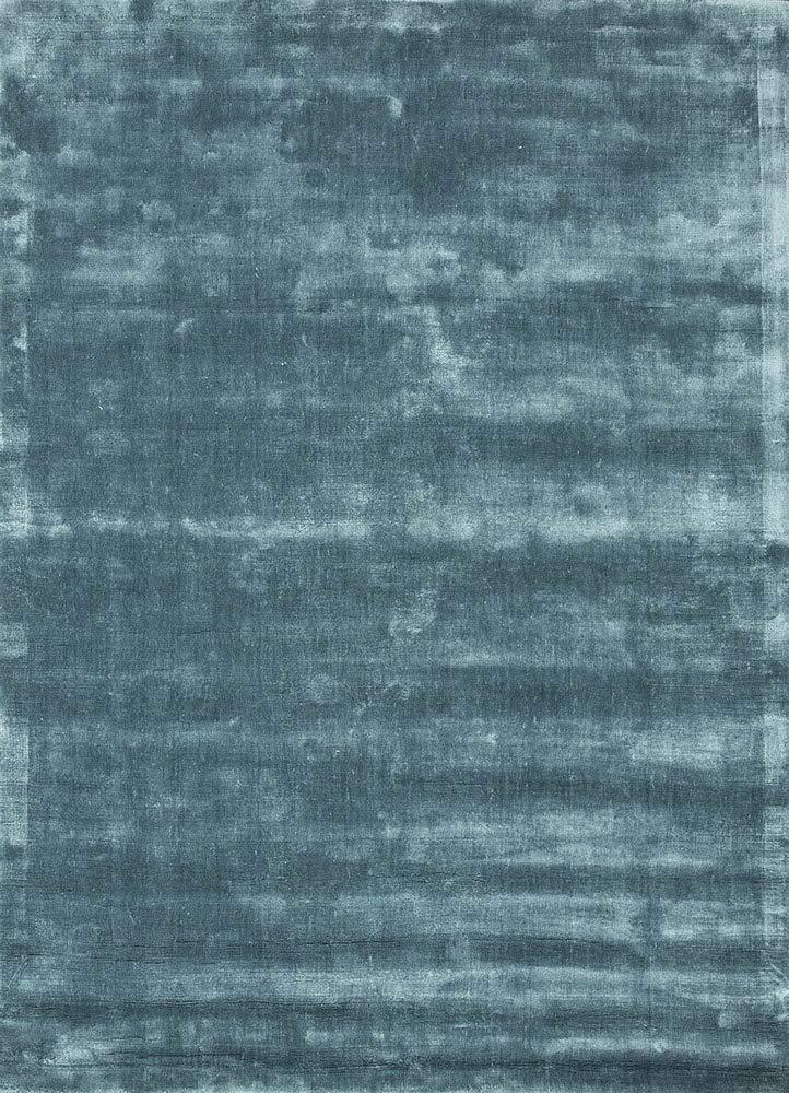 Steel Blue Feather Shine Viscose Silk Hand-Tufted Rug
