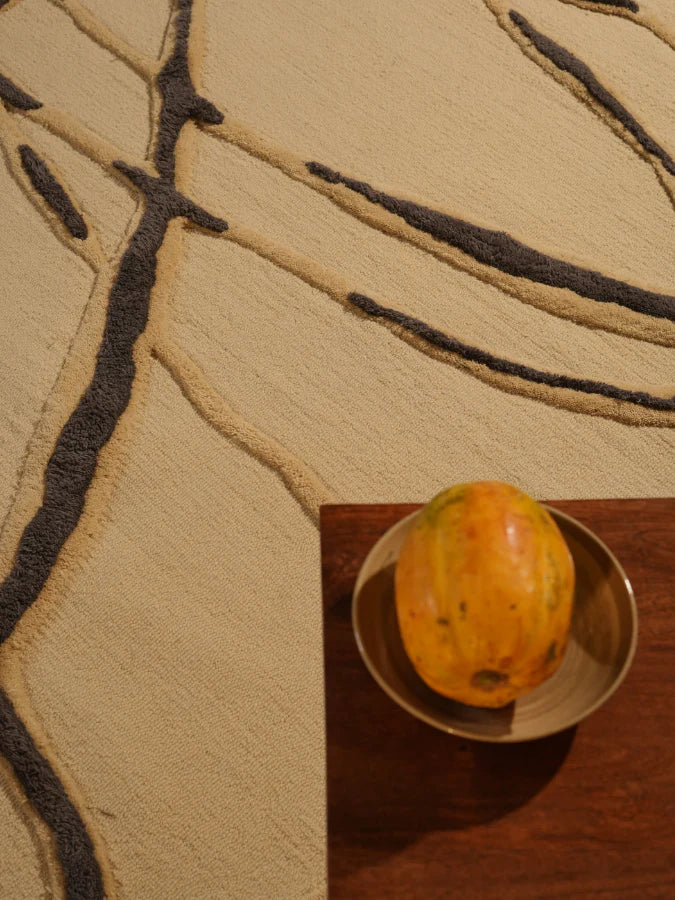 Camel Color Premium Handmade Woolen Irregular Rug
