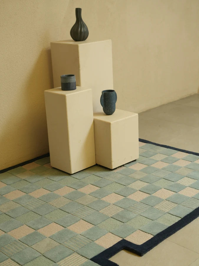 Textured Sky Blue Irregular Carpet & Rug