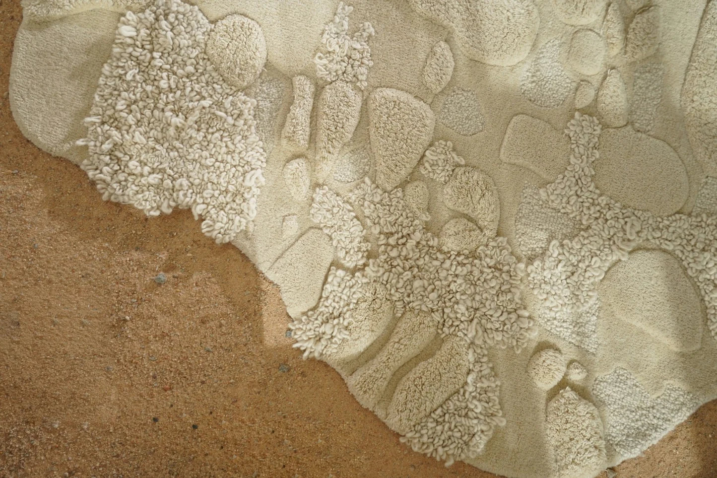 Beige Color High-Low Hand-Tufted Wool Rug